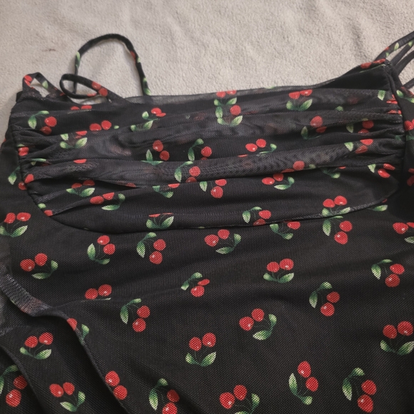 See You Monday Black Maxi Dress with Cherry Print - Picture 9 of 11